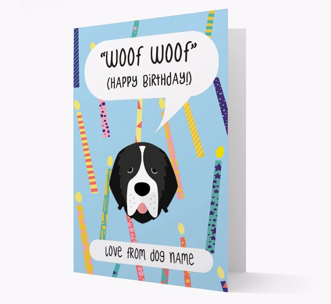 Personalized 'Woof Woof' Birthday Card with {breedFullName} Icon